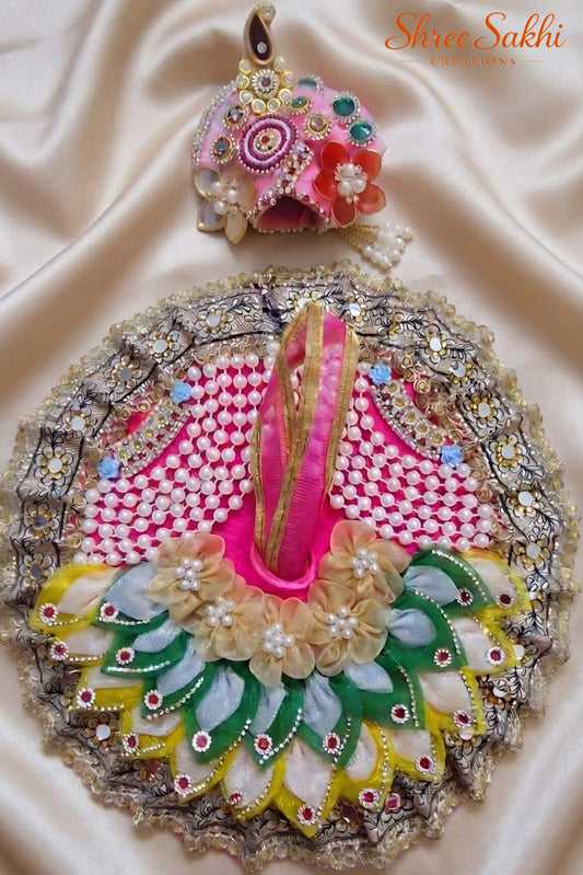 Pink Lotus Pearl Laddu Gopal Poshak