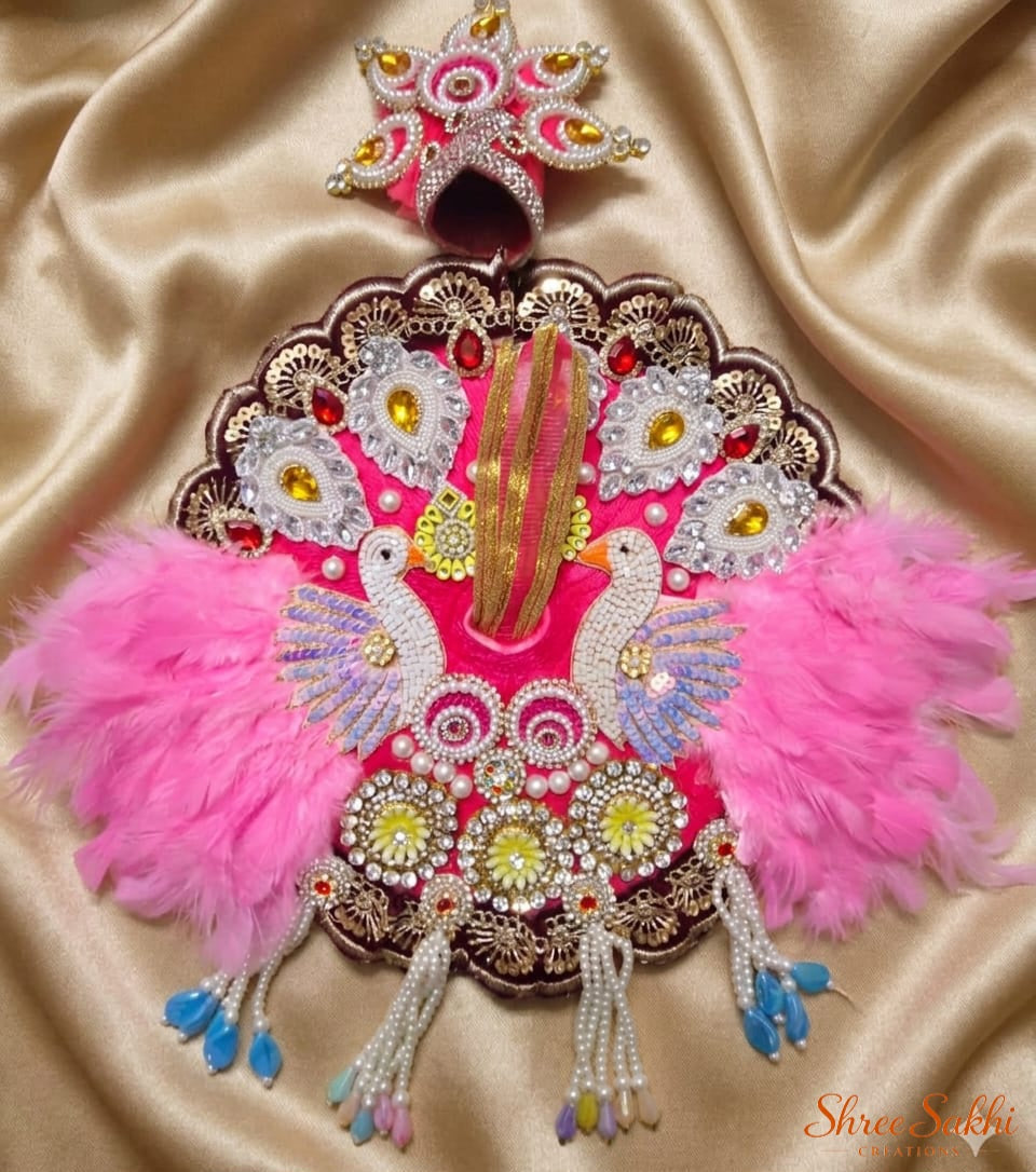 Pink Feather Swan Laddu Gopal Poshak