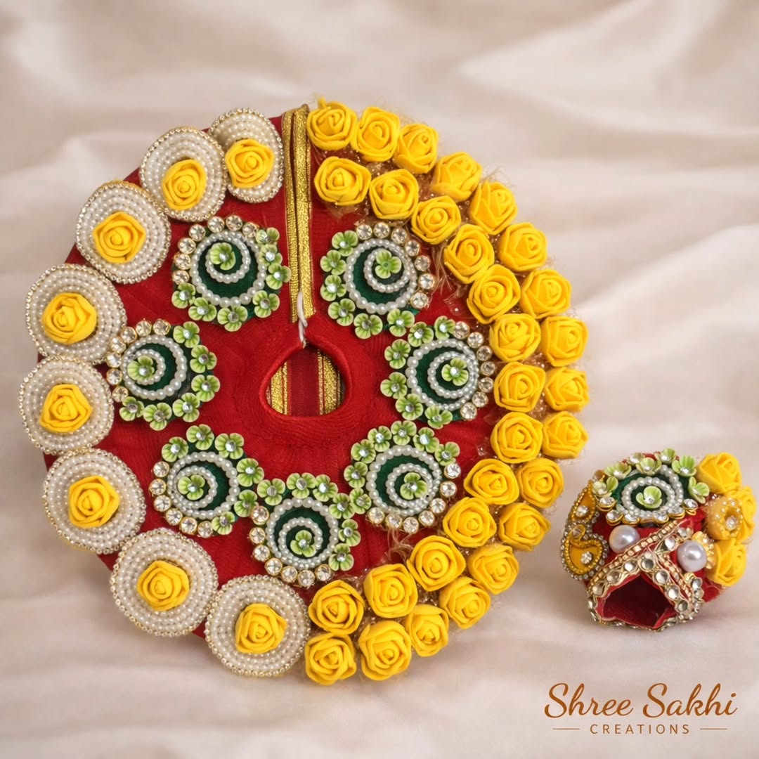 Red Yellow Rose Pearl Garden Laddu Gopal Poshak