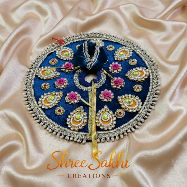 Royal Blue Pink Rose Pearl Laddu Gopal Poshak