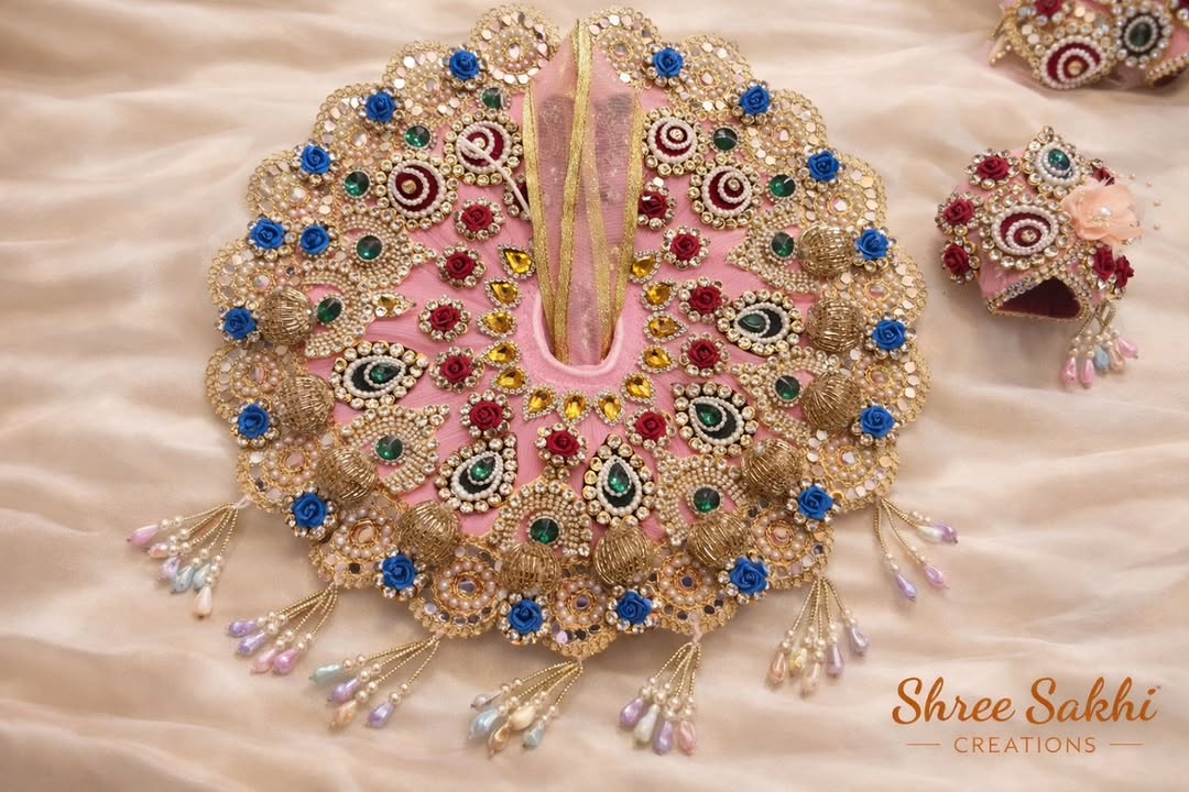 Pink Rose Emerald Royal Laddu Gopal Poshak