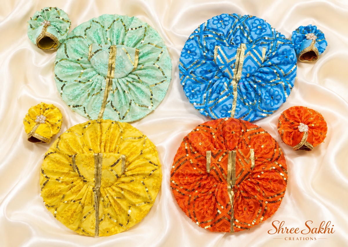 Sequin Embroidery Laddu Gopal Poshak with pagdi