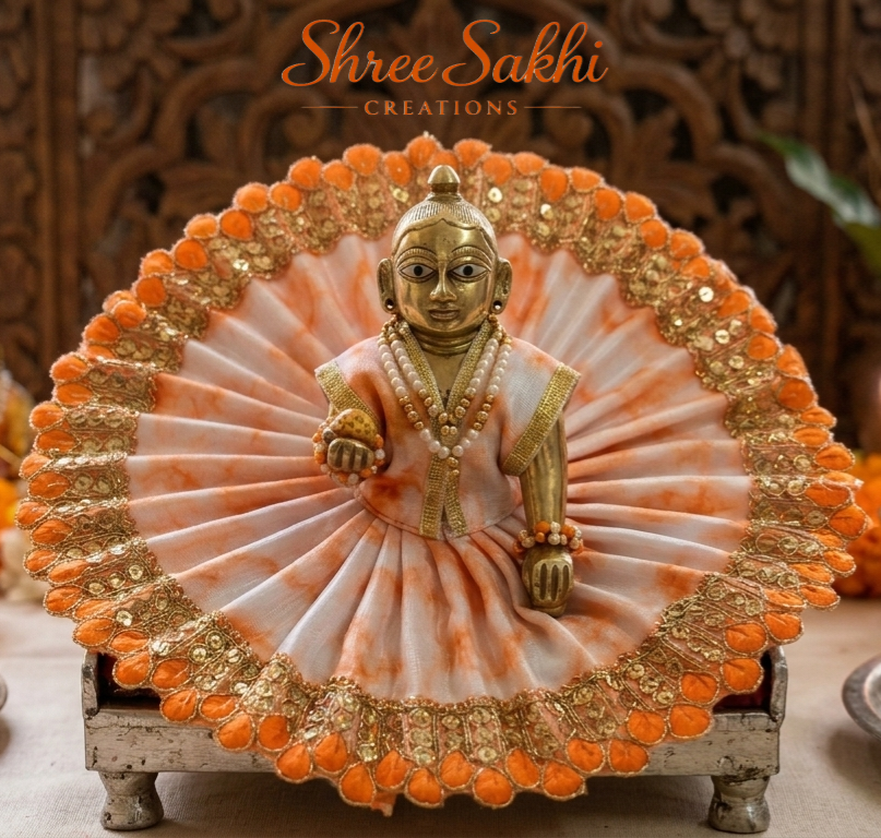 Marble Dye Lace Border Laddu Gopal Poshak