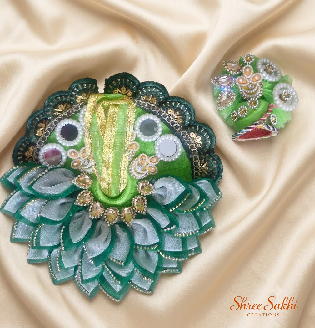 Pista Green Mirror Bloom Laddu Gopal Poshak
