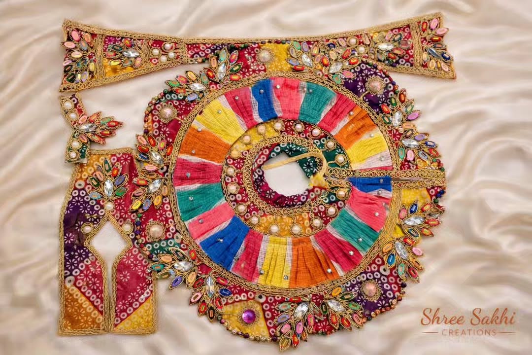 Multicolor Kundan Patchwork Laddu Gopal Poshak Set