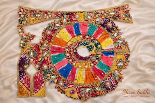 Multicolor Kundan Patchwork Laddu Gopal Poshak Set
