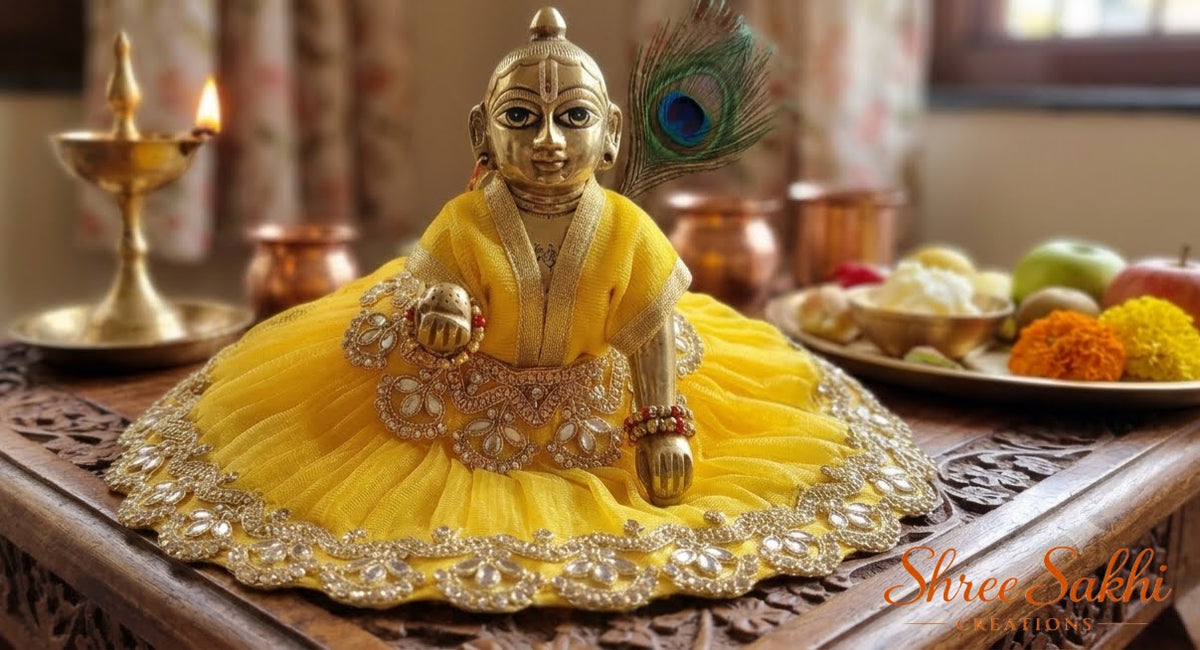 Yellow Pearl Border Laddu Gopal Poshak