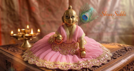 Pink Pearl Border Laddu Gopal Poshak