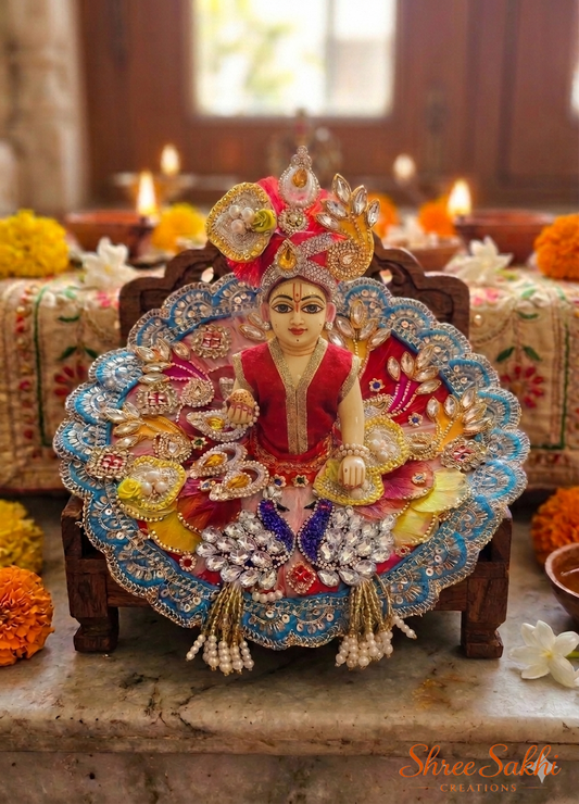 Pink Blue Crystal Blossom Laddu Gopal Poshak
