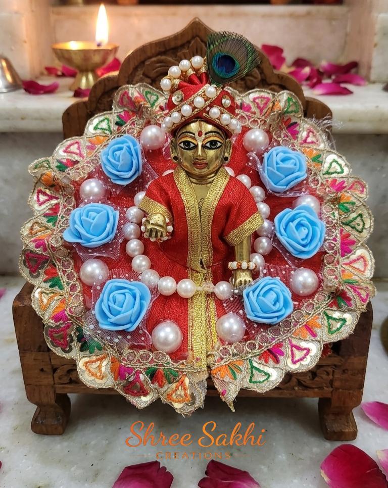 Red Sky Blue Rose Pearl Garden Laddu Gopal Poshak