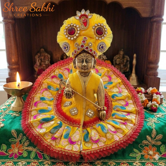 Yellow Mayur Chakra Utsav Laddu Gopal Poshak