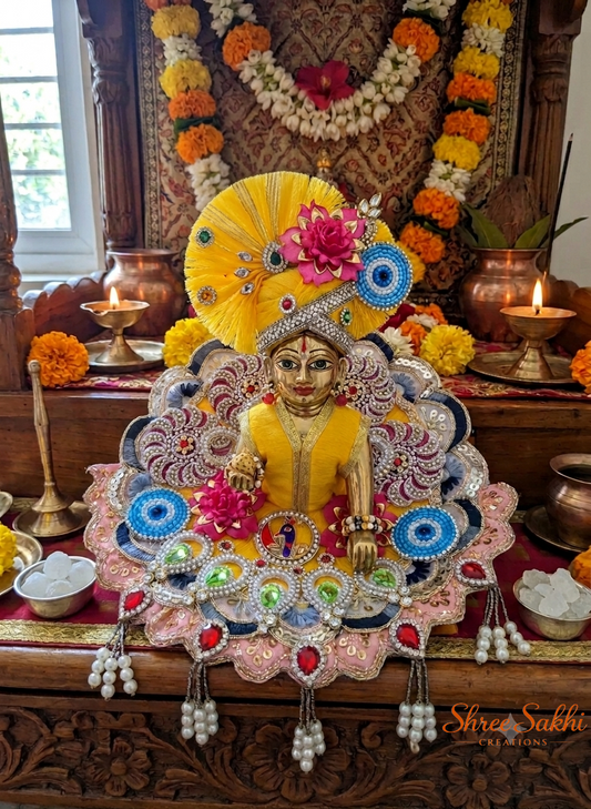 Yellow Lotus Nazar Designer Laddu Gopal Poshak