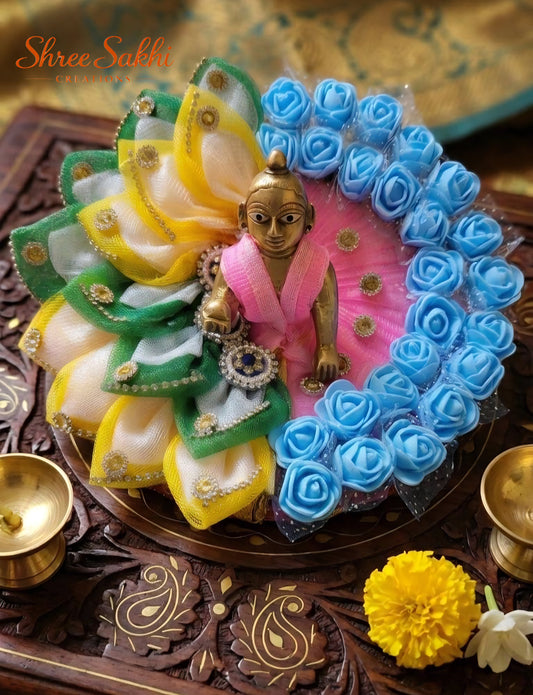 Tricolor Lotus Rose Blossom Laddu Gopal Poshak