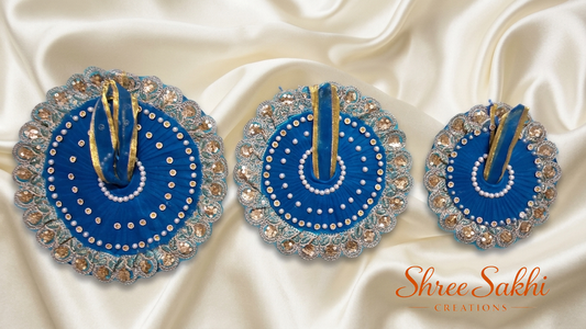 Royal Blue Pearl Frill Designer Laddu Gopal Poshak
