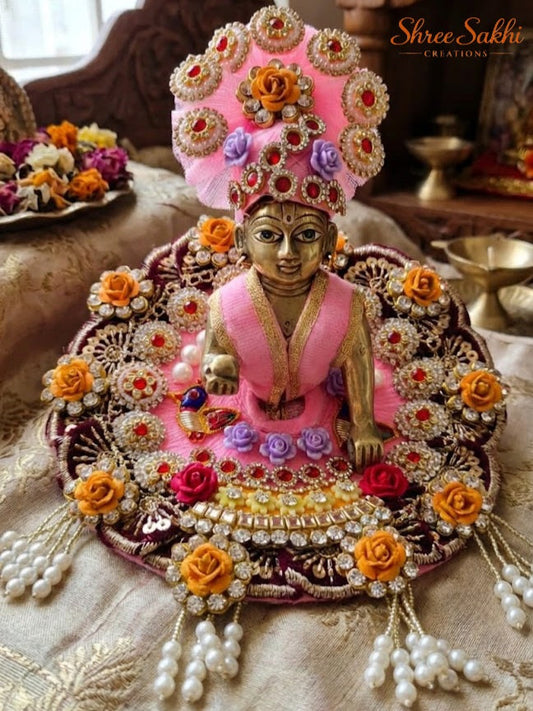 Pink Rajwadi Pearl Shringar Laddu Gopal Poshak