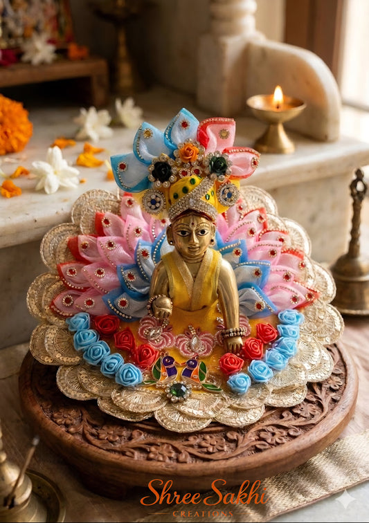 Yellow Pink Lotus Vatika Laddu Gopal Poshak