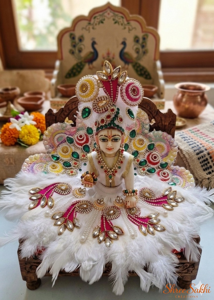 White Feather Royale Laddu Gopal Poshak