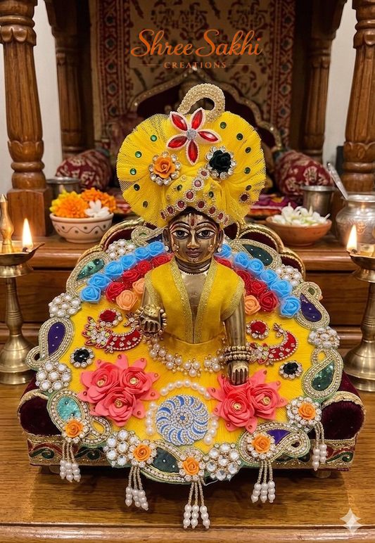 Yellow Rose Pearl Chakra Laddu Gopal Poshak