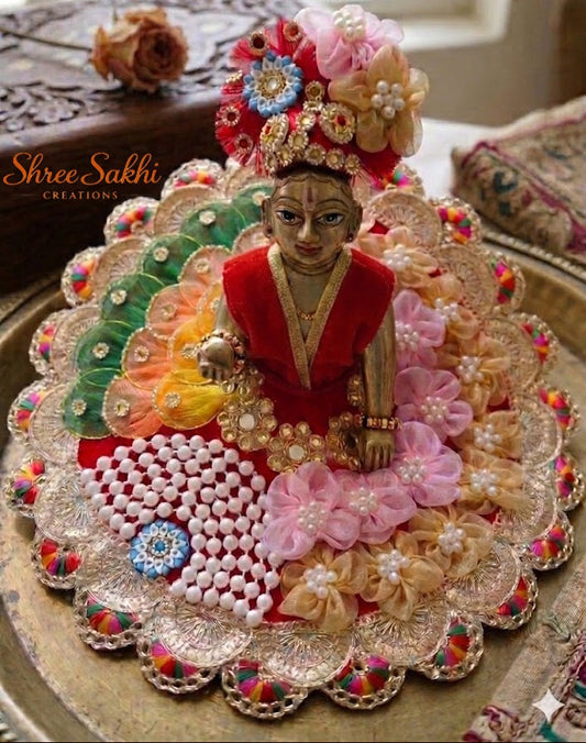Red Pearl Pushp Nikunj Laddu Gopal Poshak