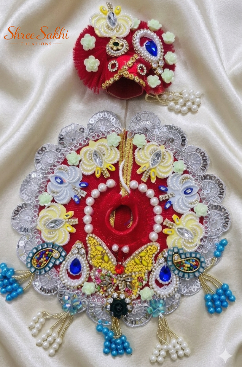 Red Butterfly Pearl Laddu Gopal Poshak