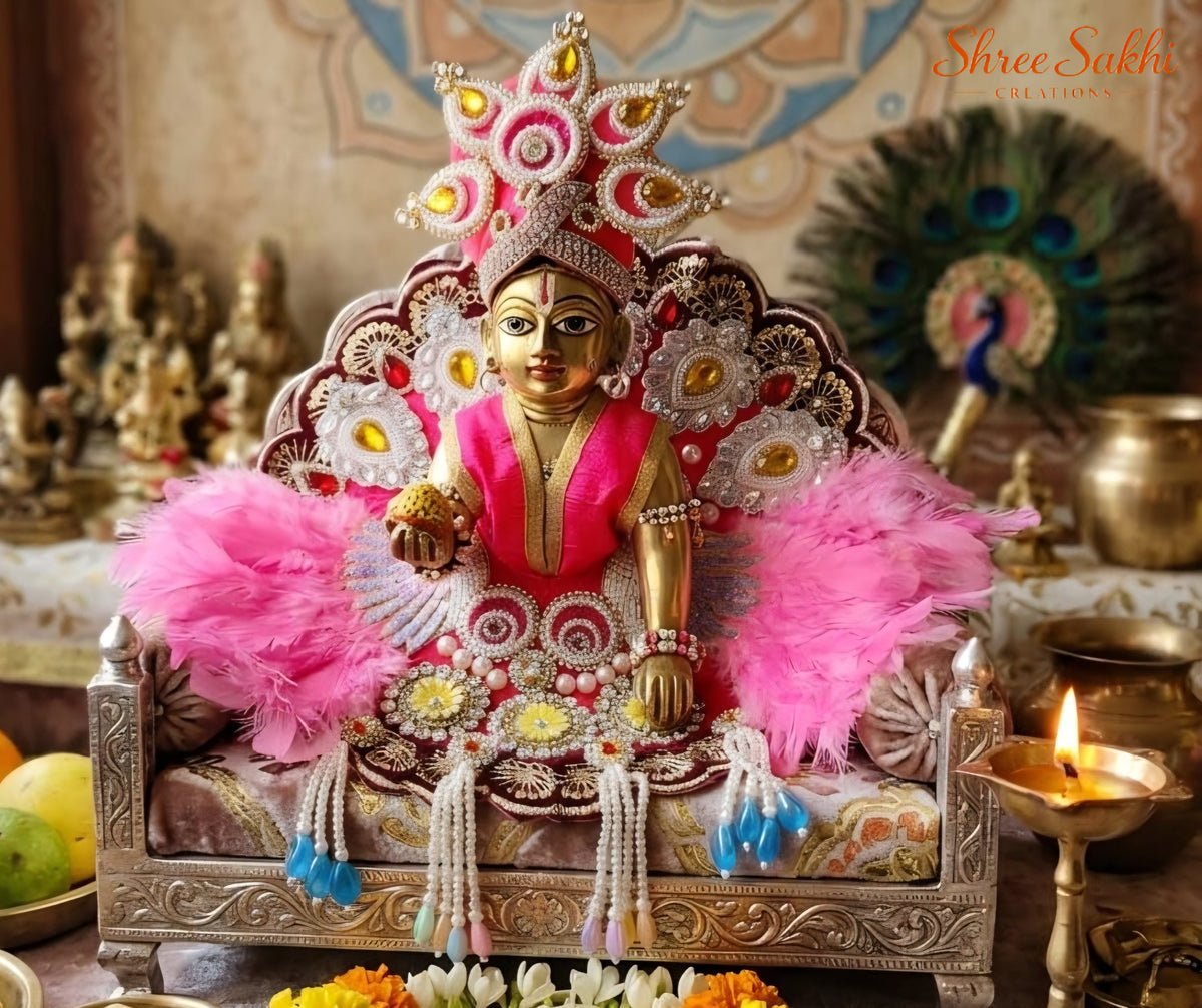 Pink Feather Swan Laddu Gopal Poshak