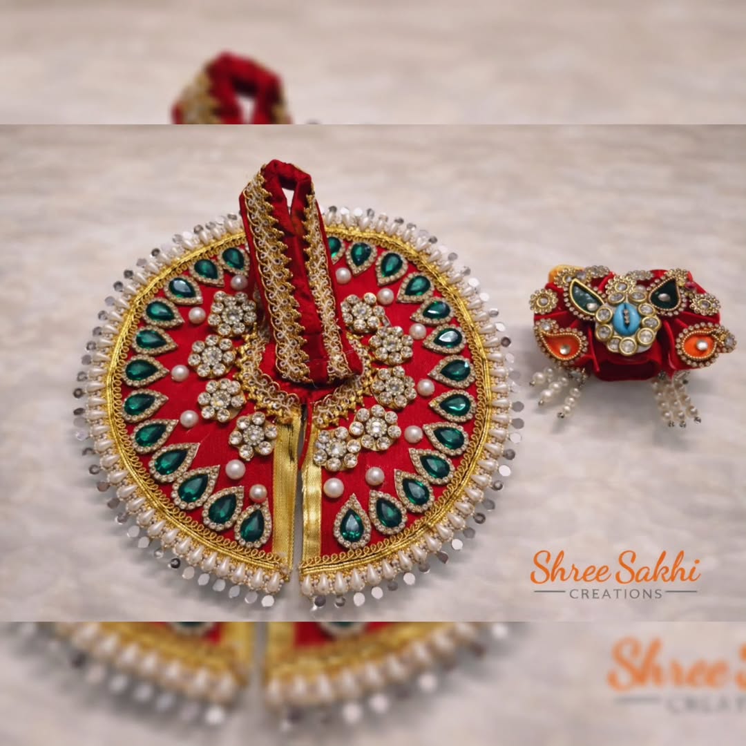 Red Emerald Stone Laddu Gopal Poshak