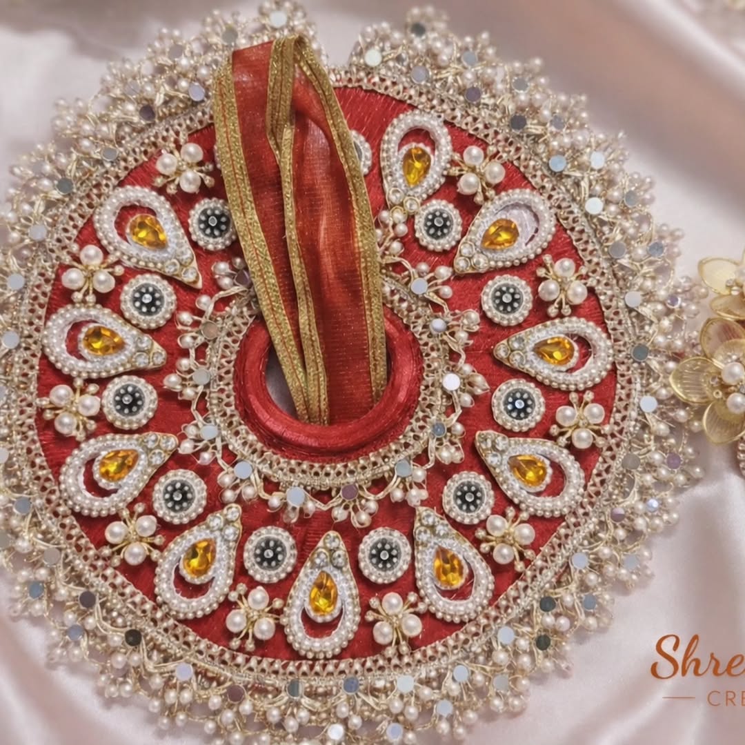 Red Kundan Drop Laddu Gopal Poshak
