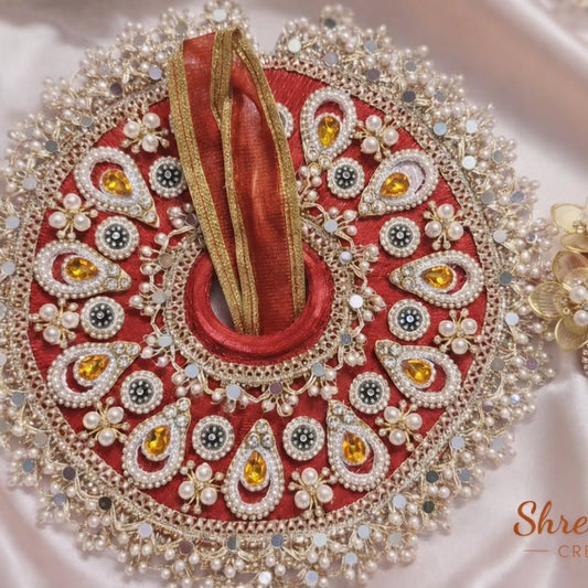 Red Kundan Drop Laddu Gopal Poshak