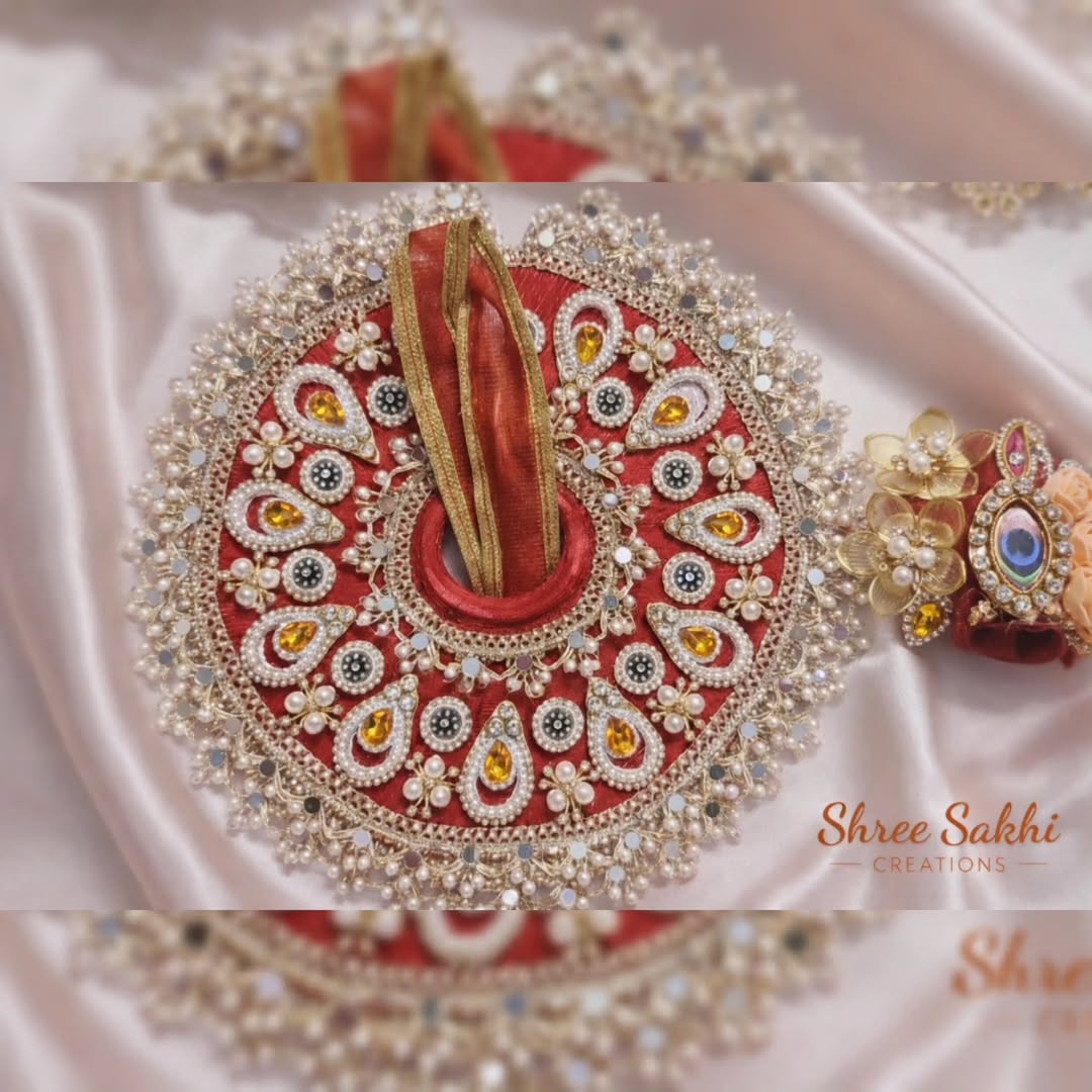 Red Kundan Drop Laddu Gopal Poshak