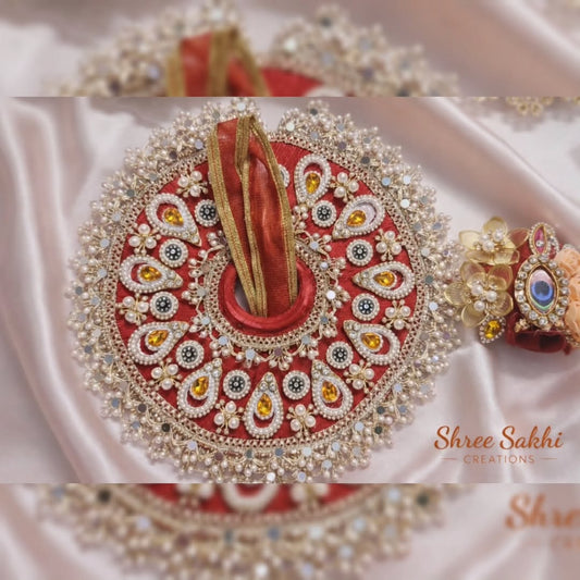 Red Kundan Drop Laddu Gopal Poshak