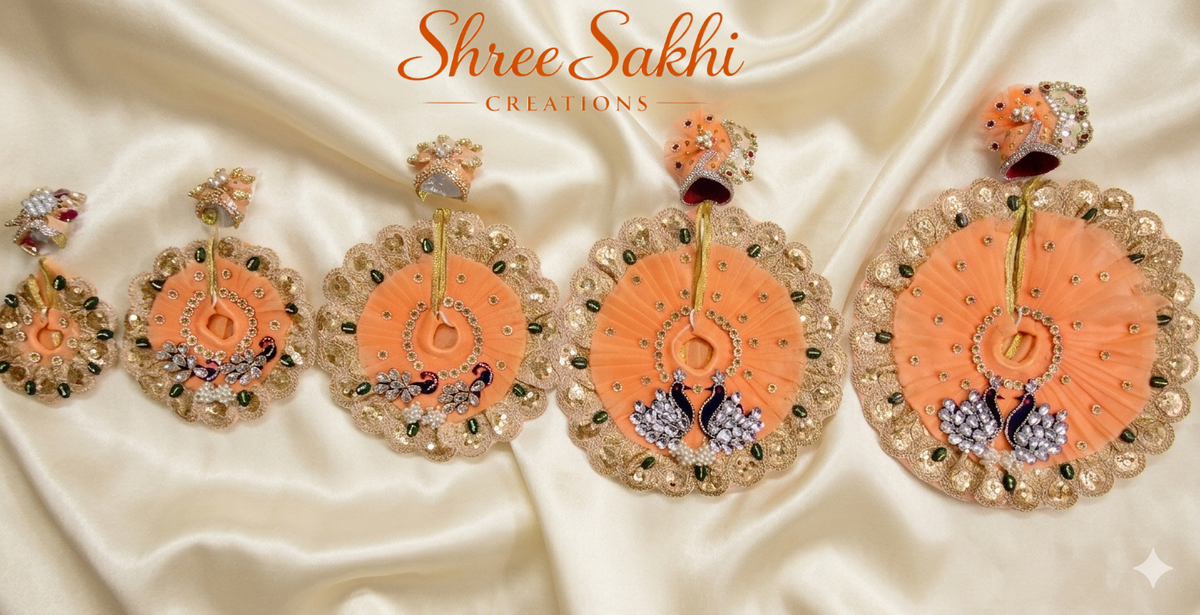 Peach Peacock Family Set Laddu Gopal Poshak