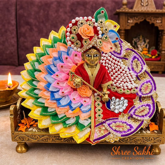 Multicolor Lotus Fan Laddu Gopal Poshak
