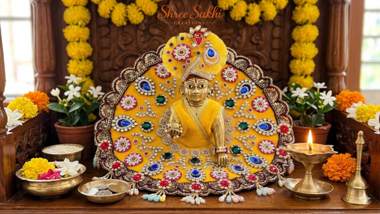 Yellow Heavy Stone Work Laddu Gopal Poshak