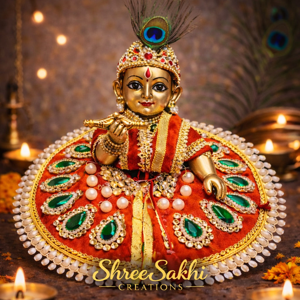 Red Emerald Stone Laddu Gopal Poshak