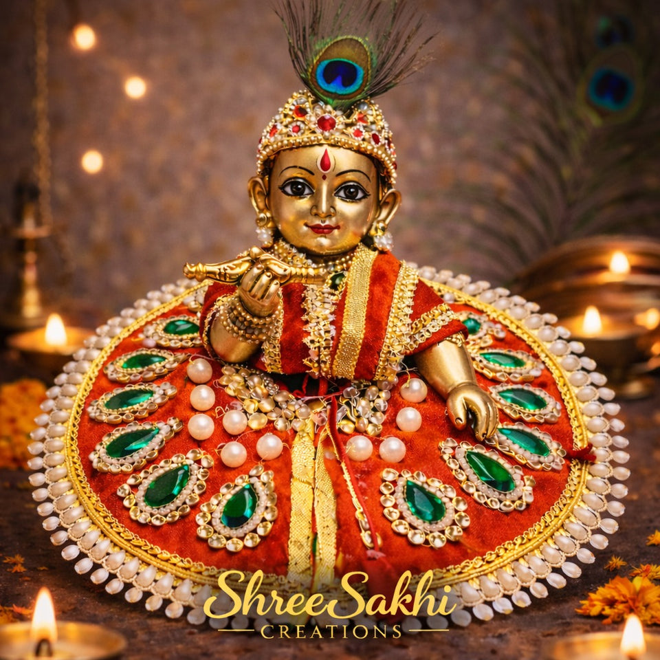 Red Emerald Stone Laddu Gopal Poshak
