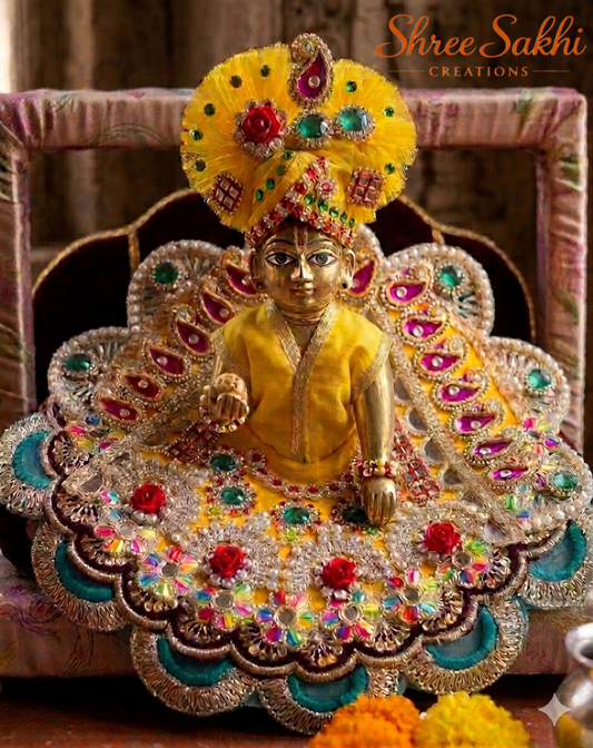 Yellow Rose Stone Work Laddu Gopal Poshak