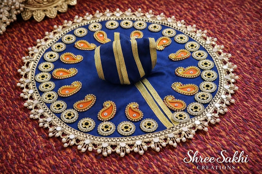 Royal Blue Paisley Laddu Gopal Poshak