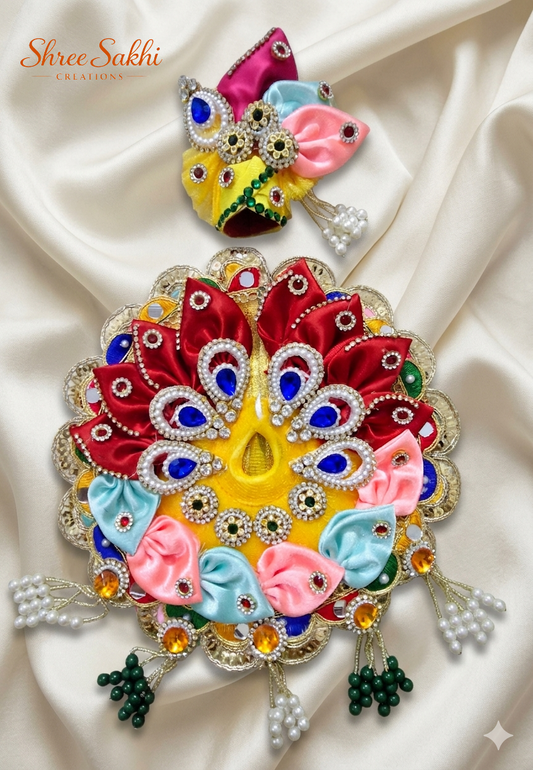 Yellow Multicolor Bow Laddu Gopal Poshak