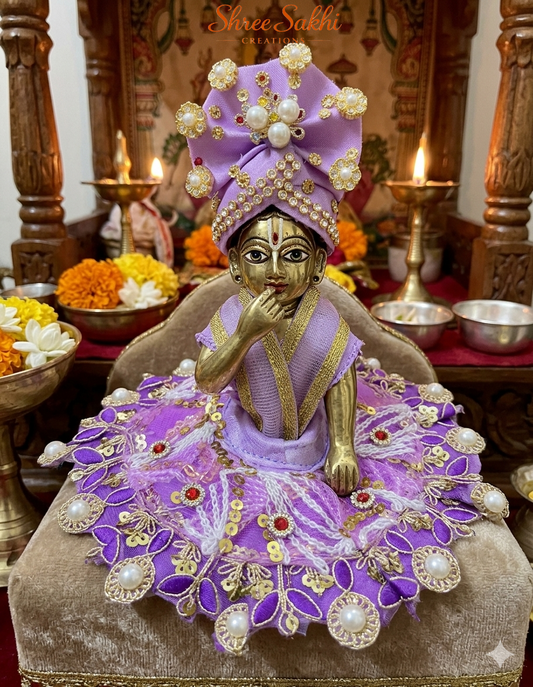 Lavender Pearl Dress Laddu Gopal Poshak