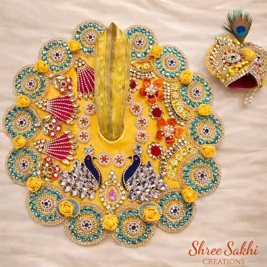 Yellow Peacock Designer Laddu Gopal Poshak