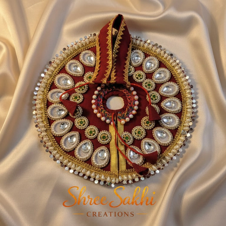 Maroon Pearl Stone Laddu Gopal Poshak