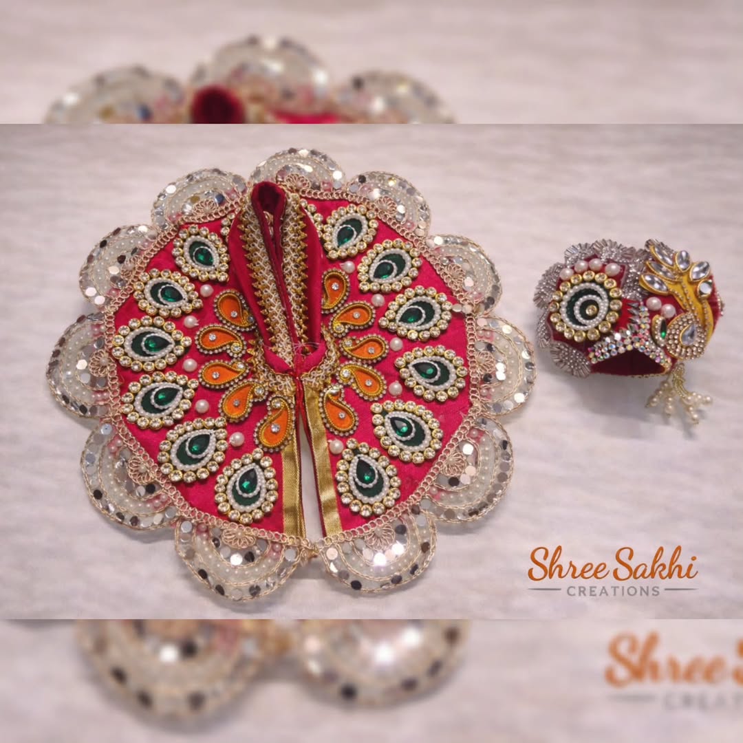 Rani Pink Paisley Stone Laddu Gopal Poshak