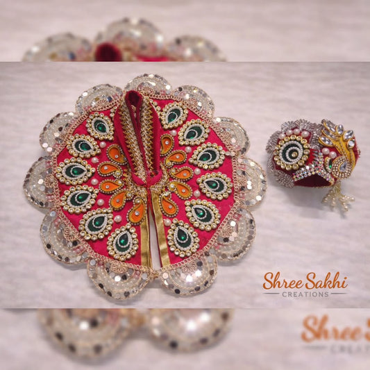 Rani Pink Paisley Stone Laddu Gopal Poshak