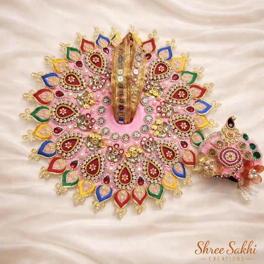Baby Pink Multicolor Stone Laddu Gopal Poshak