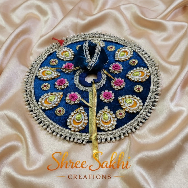 Royal Blue Pink Rose Pearl Laddu Gopal Poshak