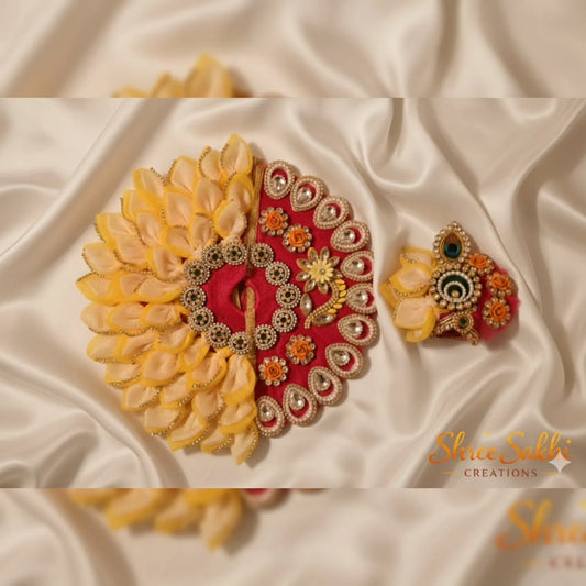 Yellow Red Lotus Petal Designer Laddu Gopal Poshak