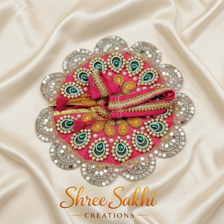 Rani Pink Paisley Stone Laddu Gopal Poshak