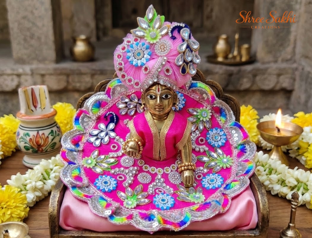 Rani Pink Rainbow Floral Laddu Gopal Poshak