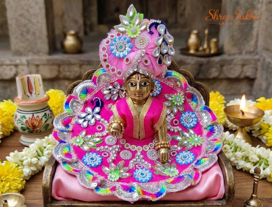 Rani Pink Rainbow Floral Laddu Gopal Poshak
