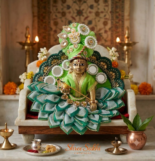 Pista Green Mirror Bloom Laddu Gopal Poshak
